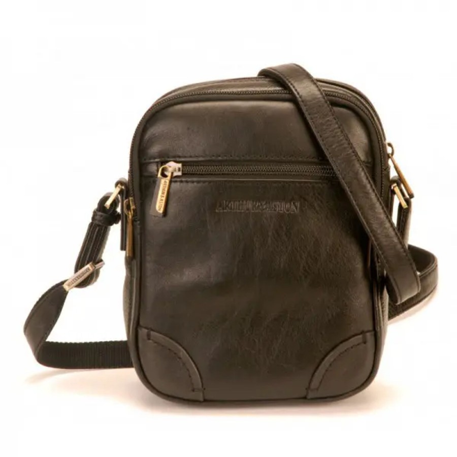 Homme Arthur et Aston | Arthur & Aston - Sac Porte Travers Paul - Cuir Noir