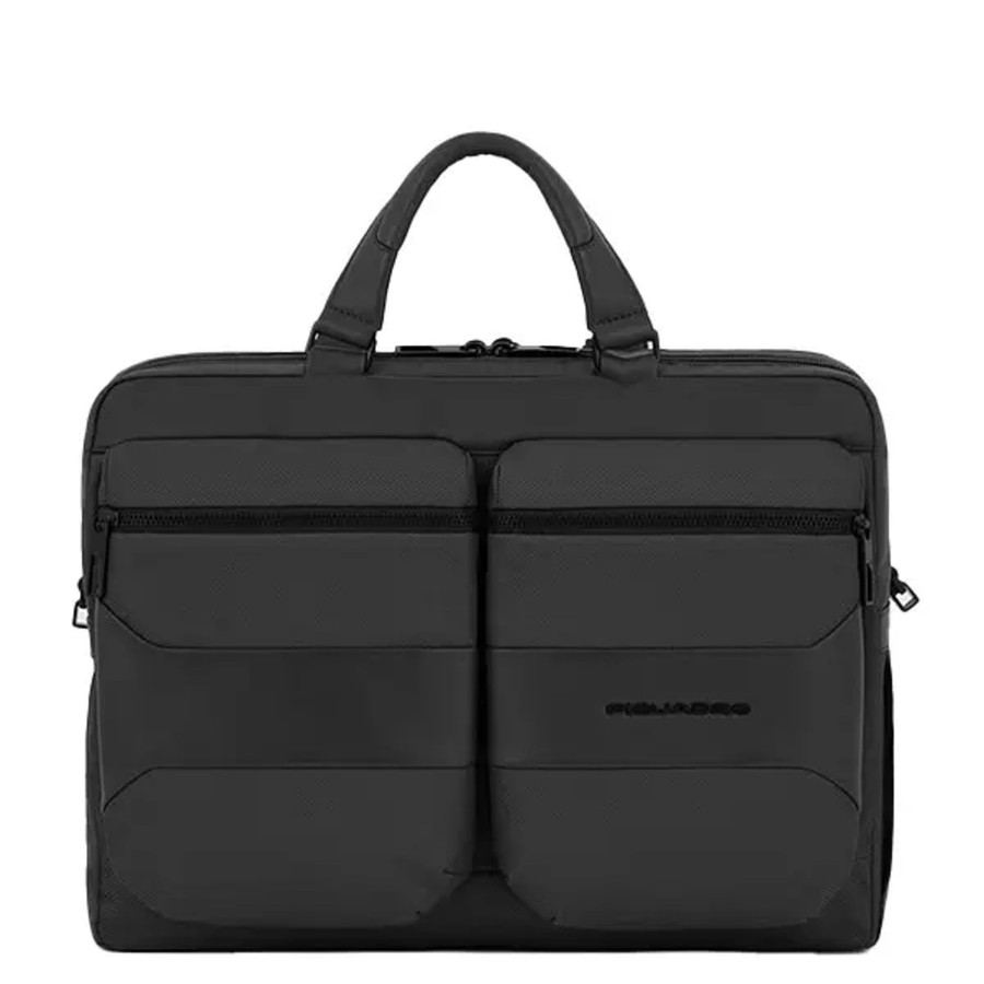 Homme Piquadro | Piquadro - Porte-Document Convertible Sac A Dos Gio 15\\"6 - Noir