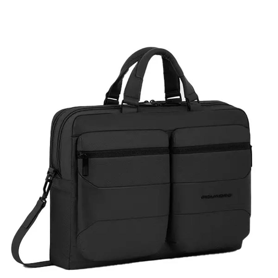 Homme Piquadro | Piquadro - Porte-Document Convertible Sac A Dos Gio 15\\"6 - Noir