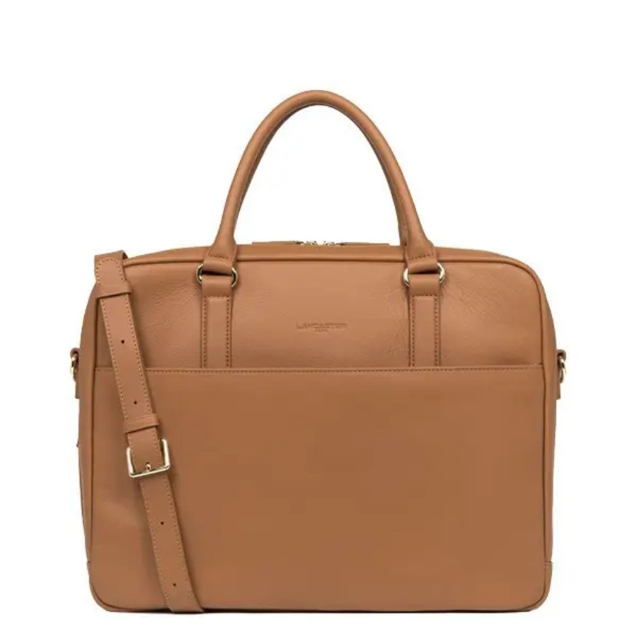 Femme Lancaster | Sacoche Porte Ordinateur Melle Business Camel En Cuir - Lancaster