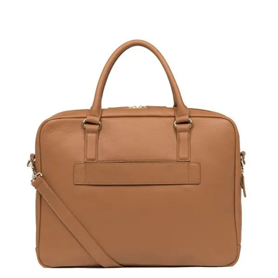 Femme Lancaster | Sacoche Porte Ordinateur Melle Business Camel En Cuir - Lancaster