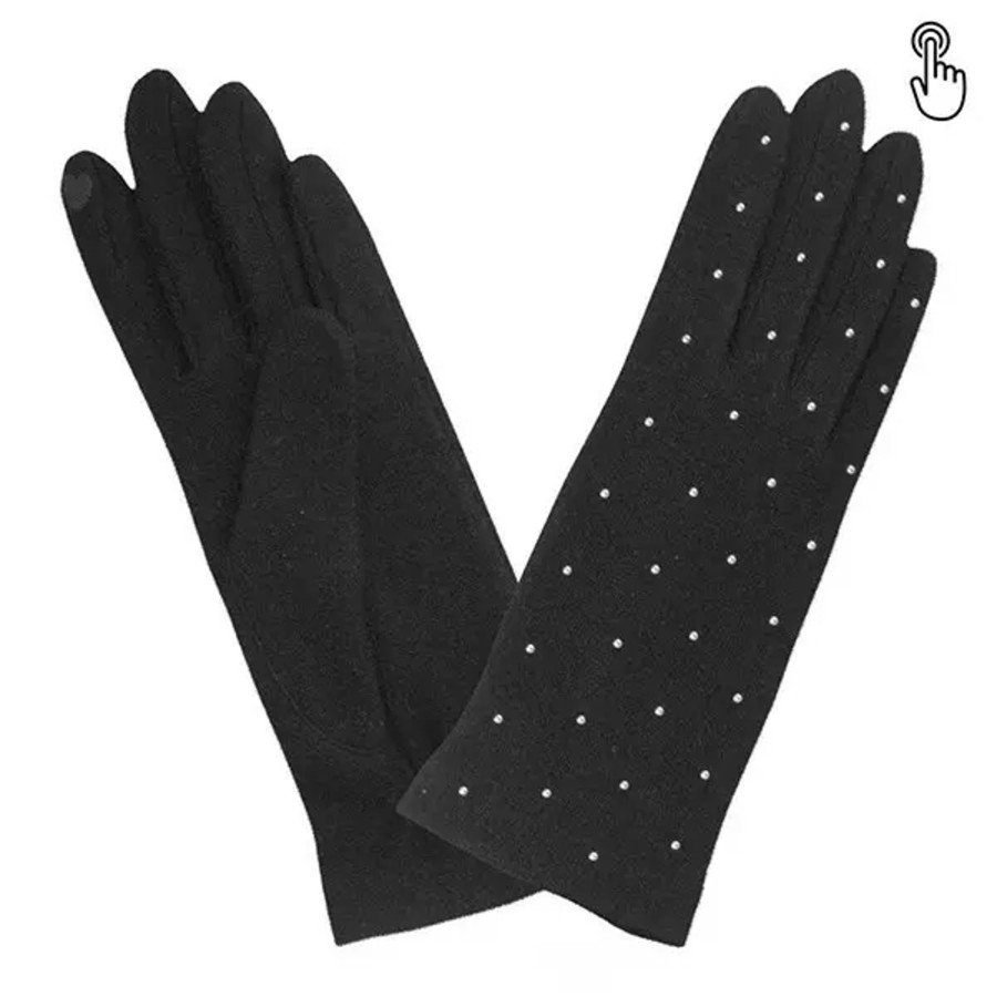 Femme Glove Story | Glove Story - Gants Mailles Prestige Stud Tu Noir