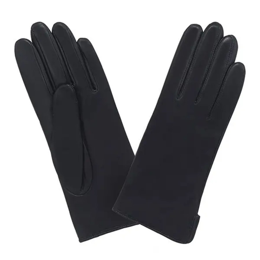 Femme Glove Story | Gants Prestige Classique Cachemire T6.5 Cuir D'Agneau Noir