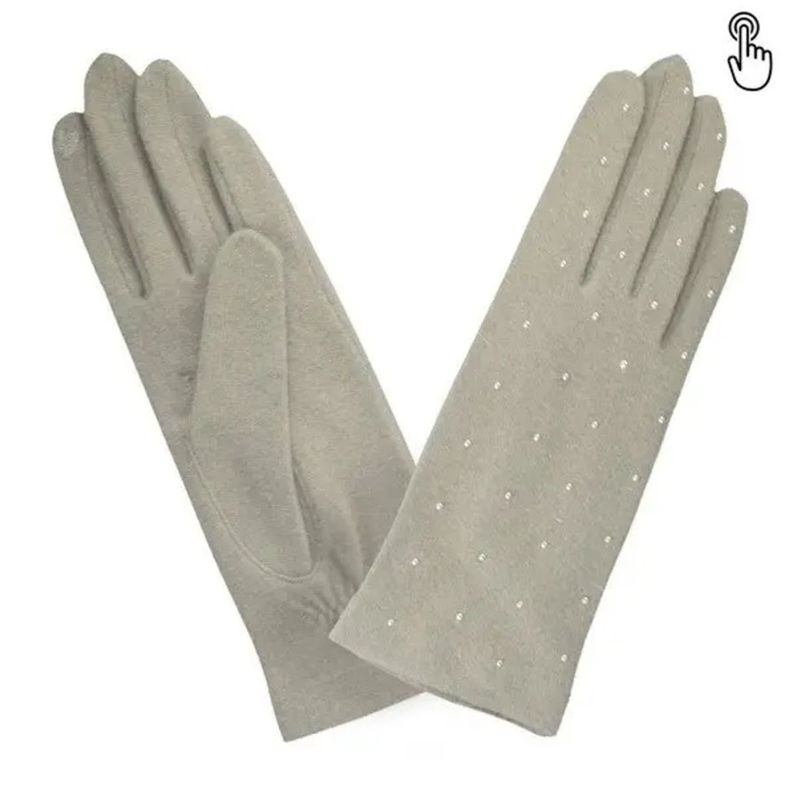 Femme Glove Story | Gants Mailles Prestige Stud Tu Laine Taupe