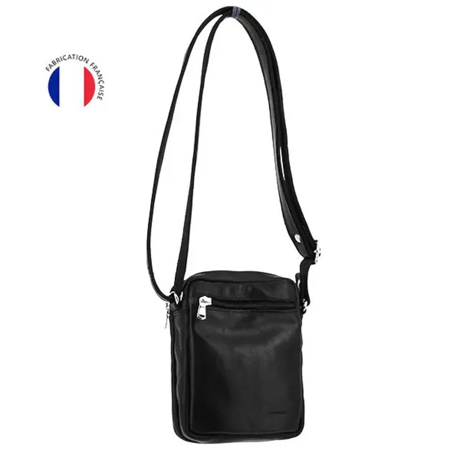 Homme Gandy | Gandy - Petite Sacoche En Cuir - Noir