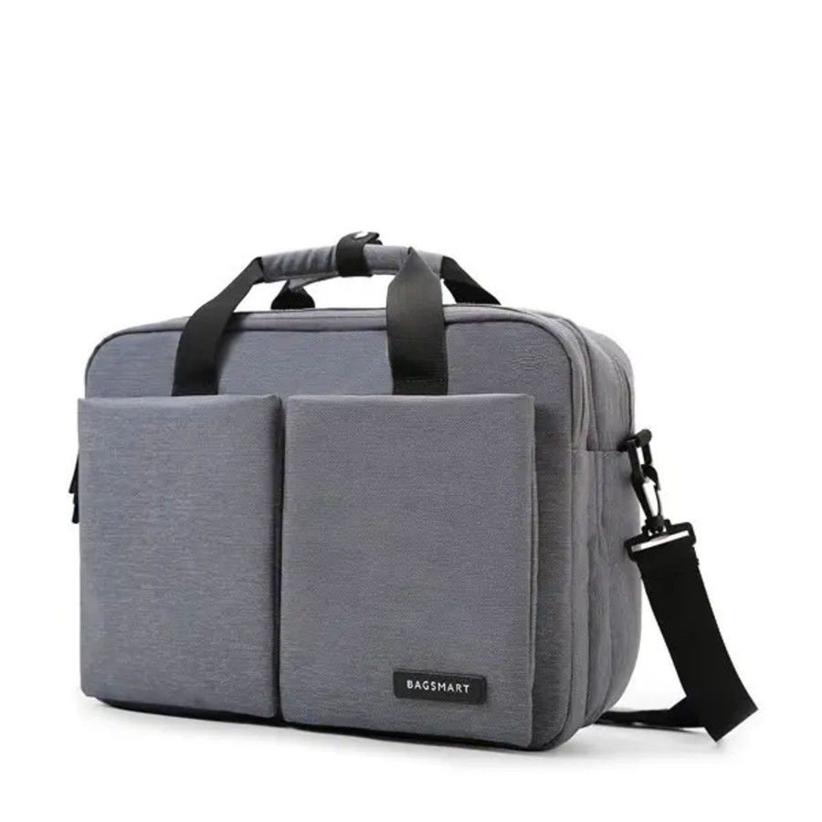 Homme Bagsmart | Bagsmart - Porte-Ordinateur 15.6 Pouces Extensible Gris Clair