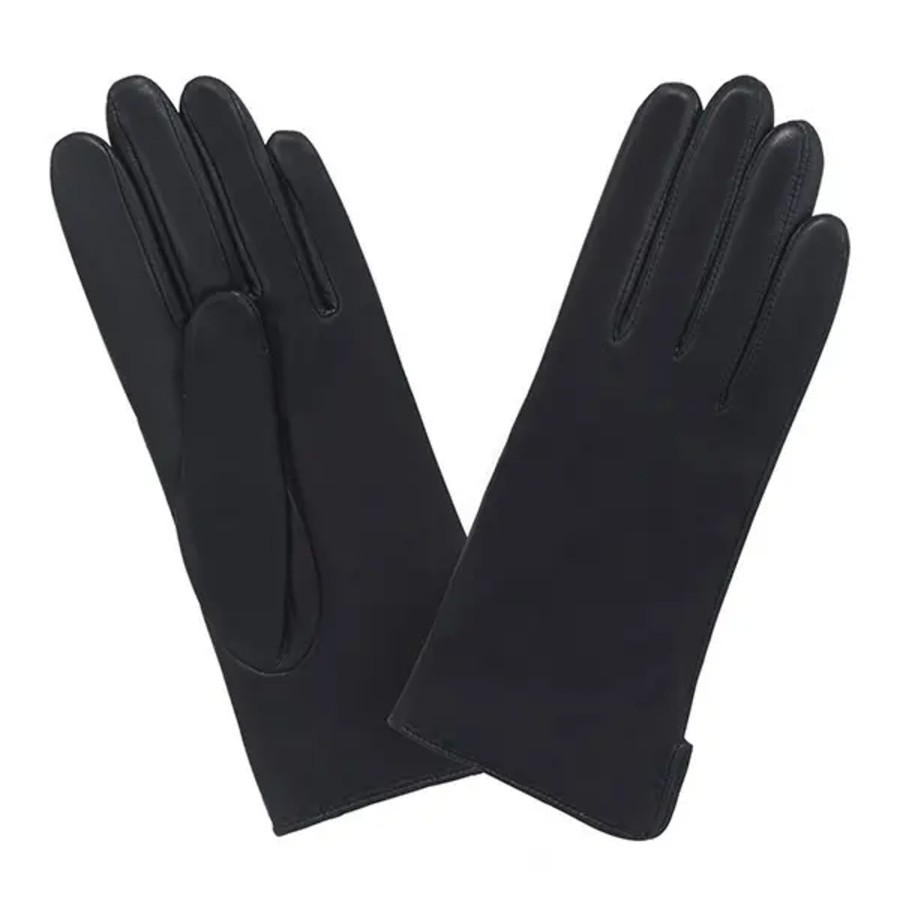 Femme Glove Story | Gants Prestige Classique Cachemire T7 Cuir D'Agneau Noir