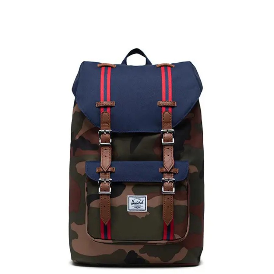 Homme Herschel | Herschel - Sac A Dos Little America Mid Volume Woodland Camo/Peacot/Tan