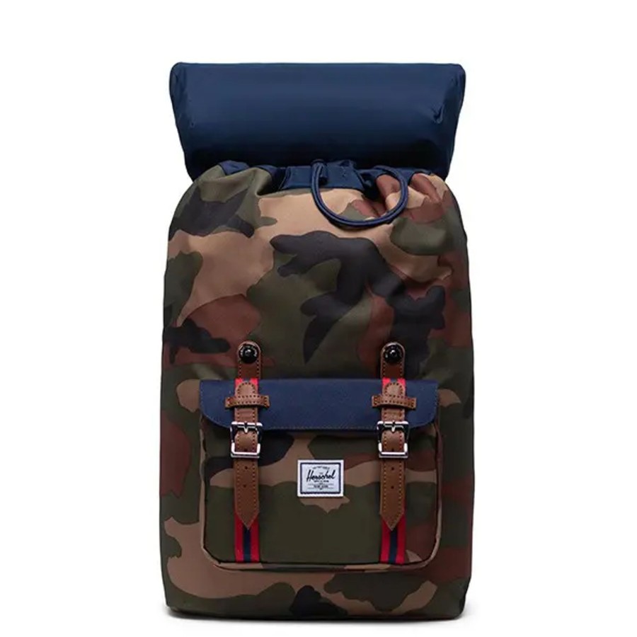 Homme Herschel | Herschel - Sac A Dos Little America Mid Volume Woodland Camo/Peacot/Tan